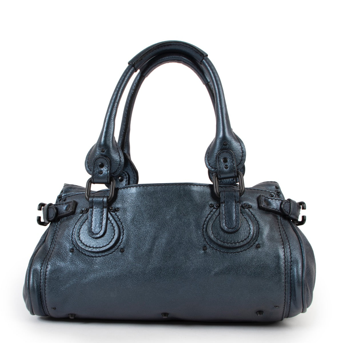 Shop safe online at Labellov in Antwerp this 100% authentic second hand Chloé Blue Nuit Paddington Padlock Top Handle