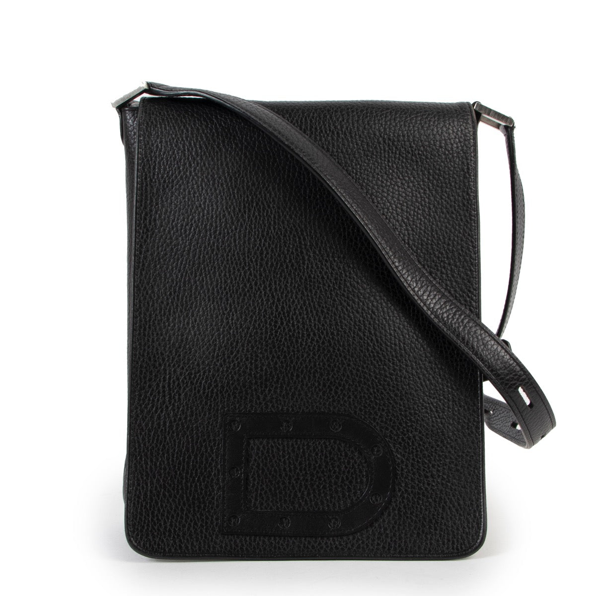 Shop safe online at Labellov in Antwerp this 100% authentic second hand Delvaux Black Leather Louise Baudrier PM Crossbody Bag