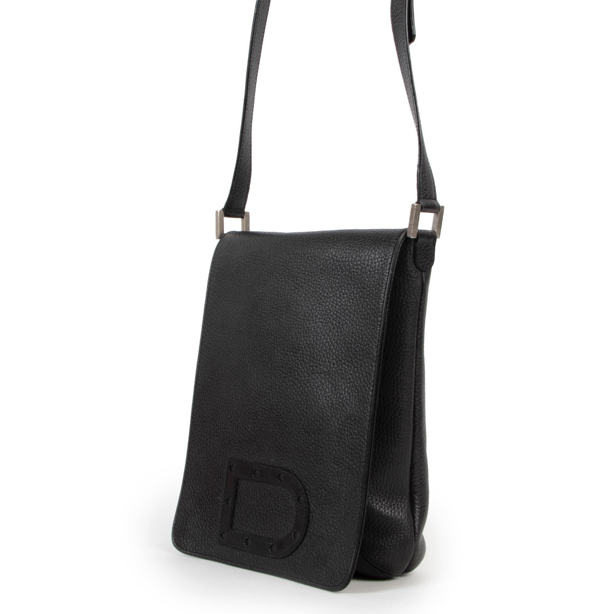 Shop safe online at Labellov in Antwerp this 100% authentic second hand Delvaux Black Leather Louise Baudrier PM Crossbody Bag
