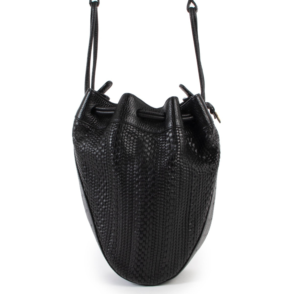 Shop safe online at Labellov in Antwerp this 100% authentic second hand Delvaux Black Toile De Cuir Bucket Shoulder Bag
