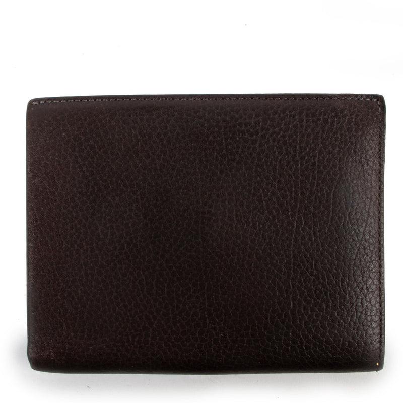 Shop vintage designer luxury second hand Delvaux Brown Leather Denise Compact Wallet at Labellov