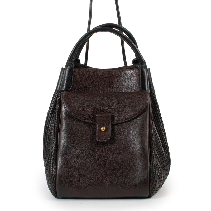 Shop safe online at Labellov in Antwerp this 100% authentic second hand Delvaux Brown and Black Toile De Cuir Corail Shoulder Bag
