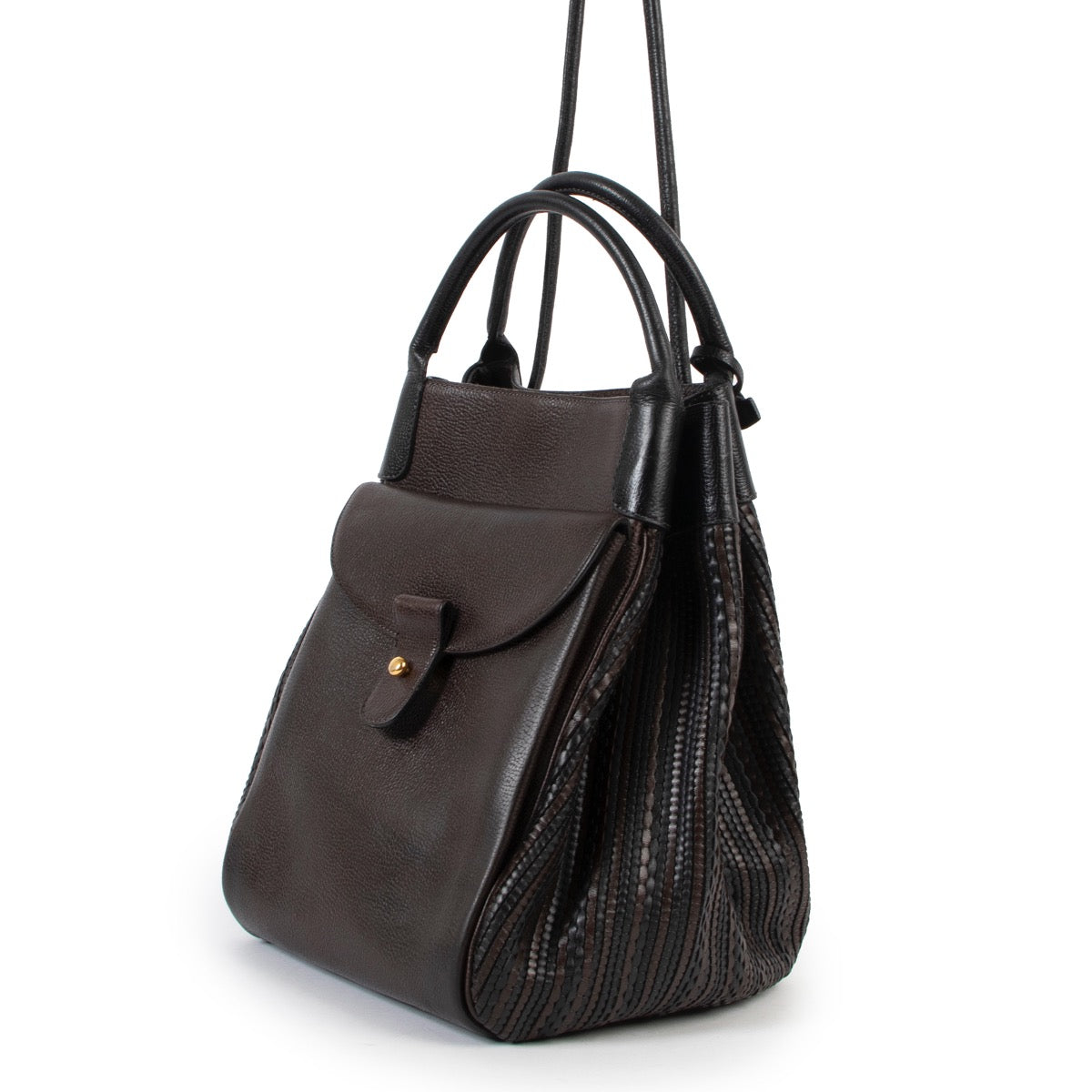 Shop safe online at Labellov in Antwerp this 100% authentic second hand Delvaux Brown and Black Toile De Cuir Corail Shoulder Bag