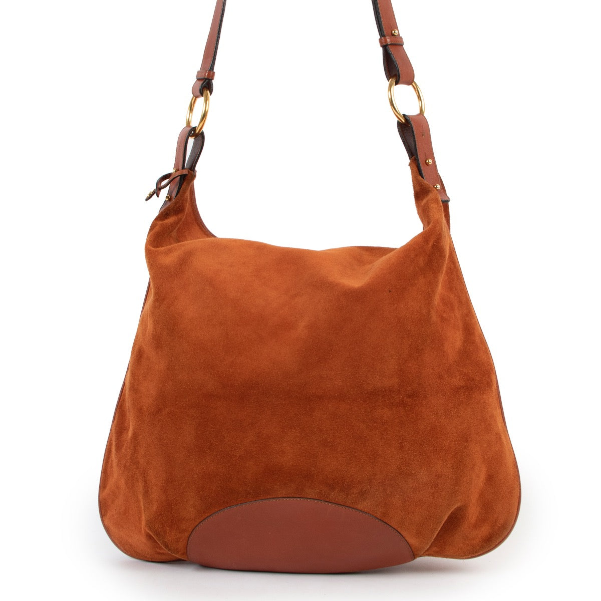 Shop safe online at Labellov in Antwerp this 100% authentic second hand Delvaux Orange Suede Shoulder Bag