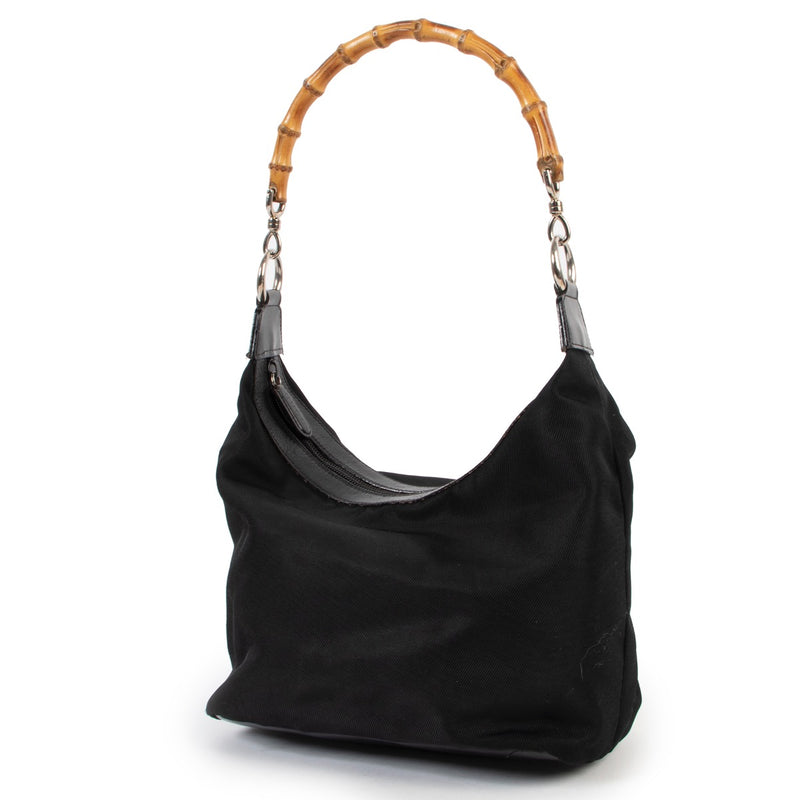 shop safe online Gucci Black Nylon Bamboo Shoulder Bag