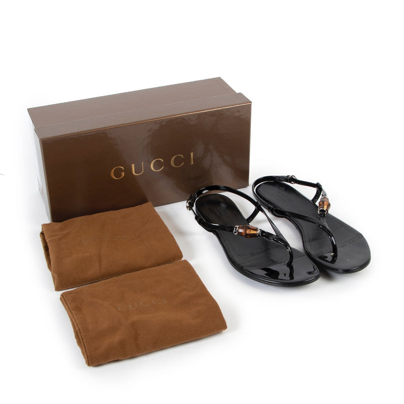 Shop safe online at Labellov in Antwerp this 100% authentic second hand Gucci Black Patent Leather Sandals - Size 36