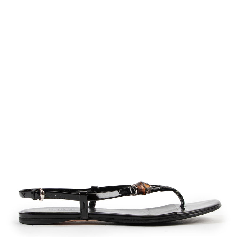 Shop safe online at Labellov in Antwerp this 100% authentic second hand Gucci Black Patent Leather Sandals - Size 36