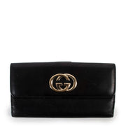 Second hand designer vintage exclusive Gucci Black Interlocking GG Long Wallet at Labellov.