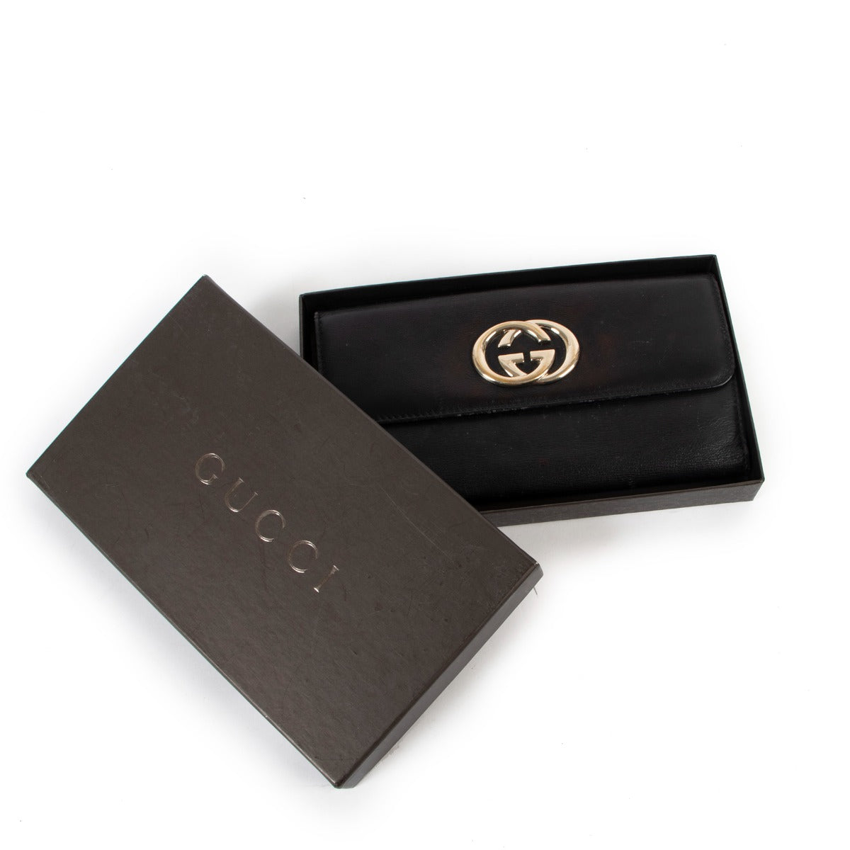 Second hand designer vintage exclusive Gucci Black Interlocking GG Long Wallet at Labellov.