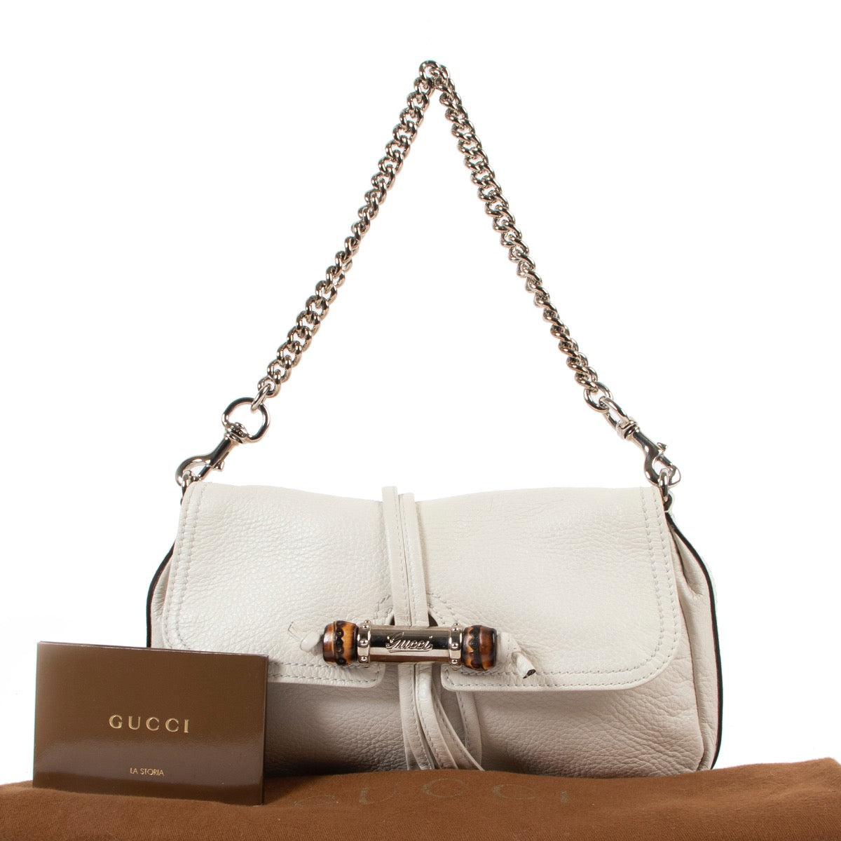 Shop safe online at Labellov in Antwerp this 100% authentic second hand Gucci Ivory White Leather Croisette Shoulder Bag