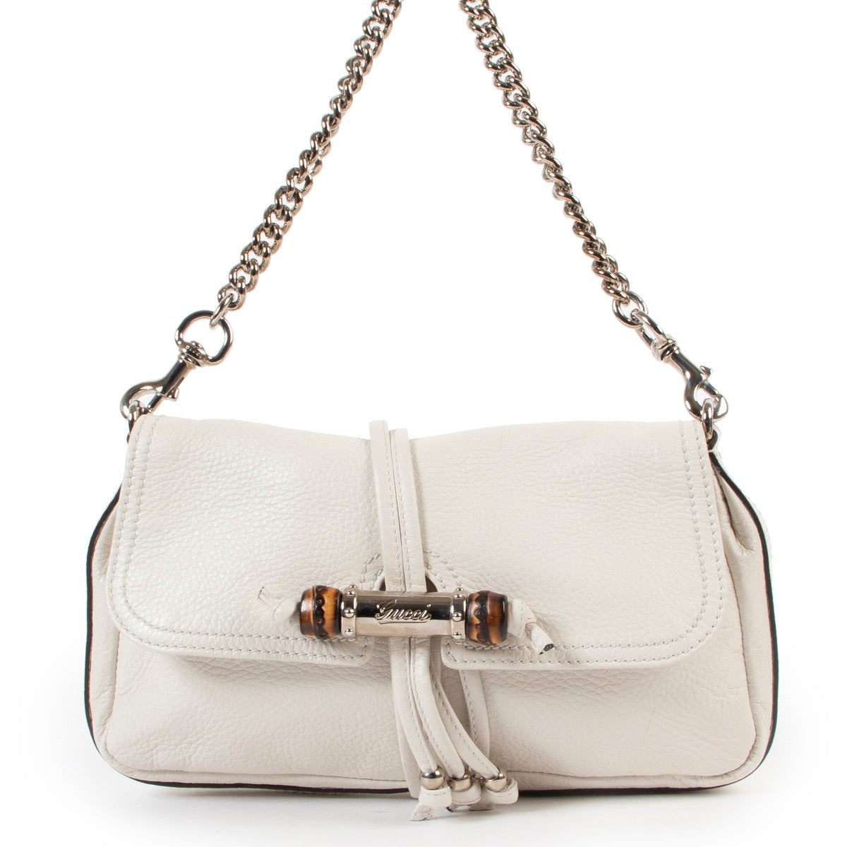 Shop safe online at Labellov in Antwerp this 100% authentic second hand Gucci Ivory White Leather Croisette Shoulder Bag