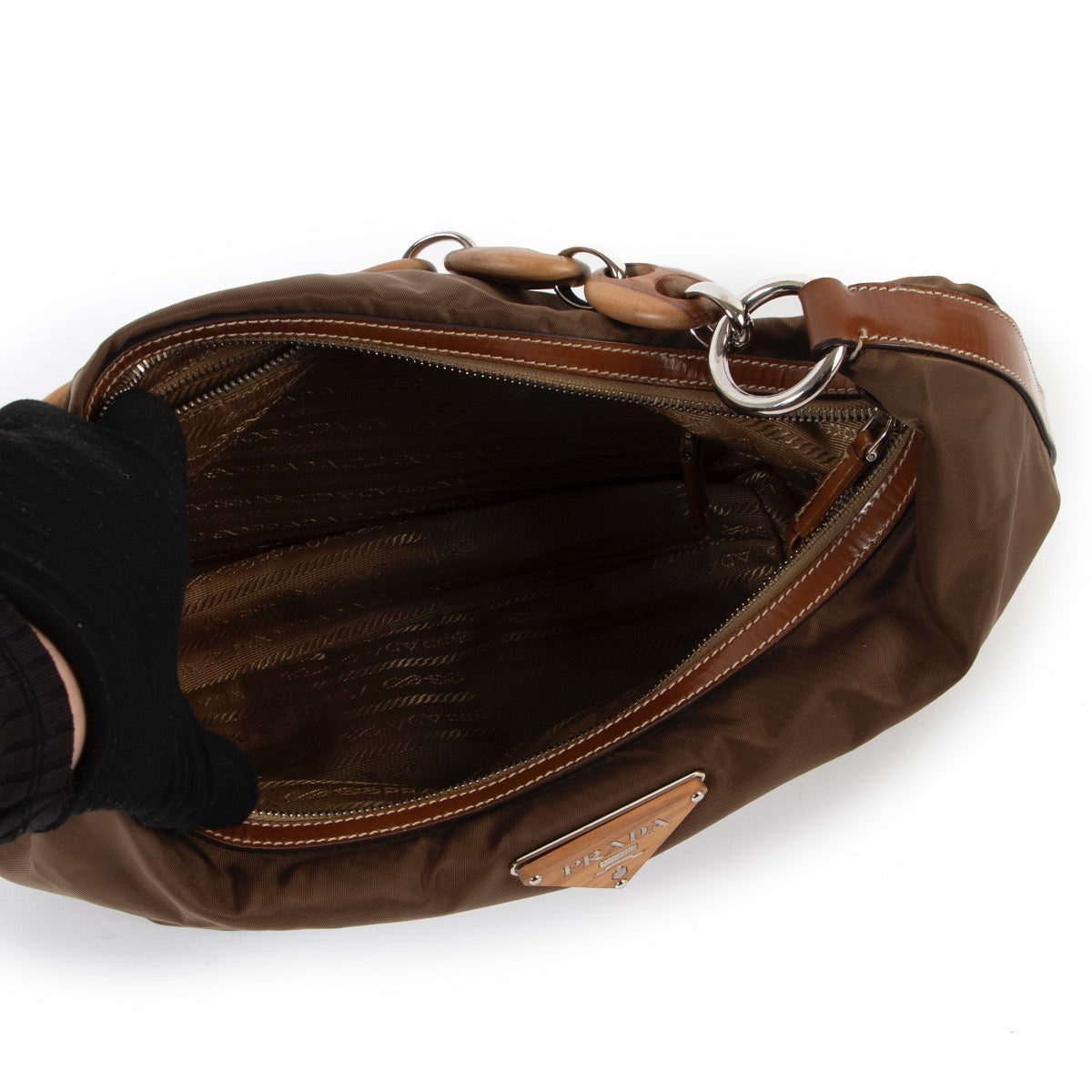 Shop safe online at Labellov in Antwerp this 100% authentic second hand Prada Brown Nylon Shoulder Bag
