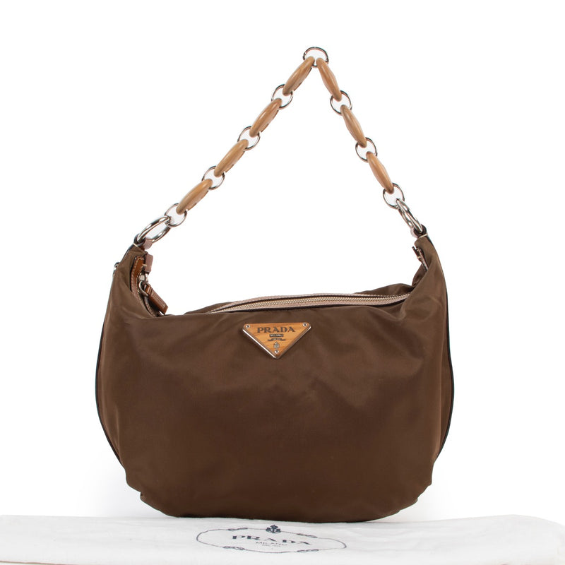 Shop safe online at Labellov in Antwerp this 100% authentic second hand Prada Brown Nylon Shoulder Bag