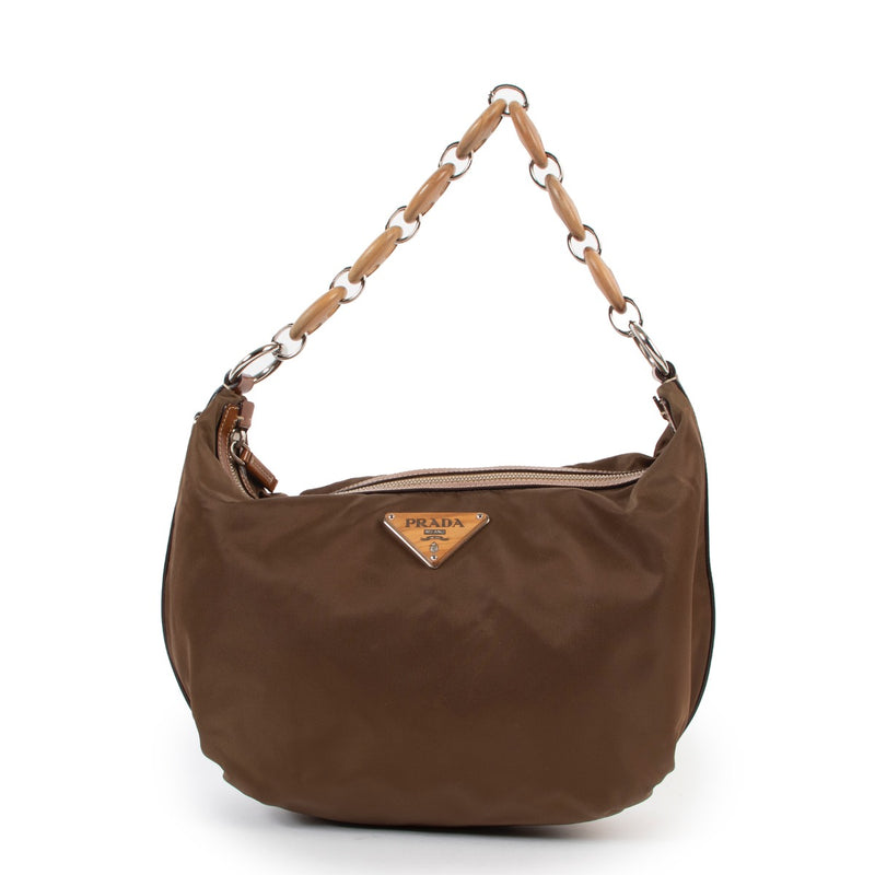 Shop safe online at Labellov in Antwerp this 100% authentic second hand Prada Brown Nylon Shoulder Bag