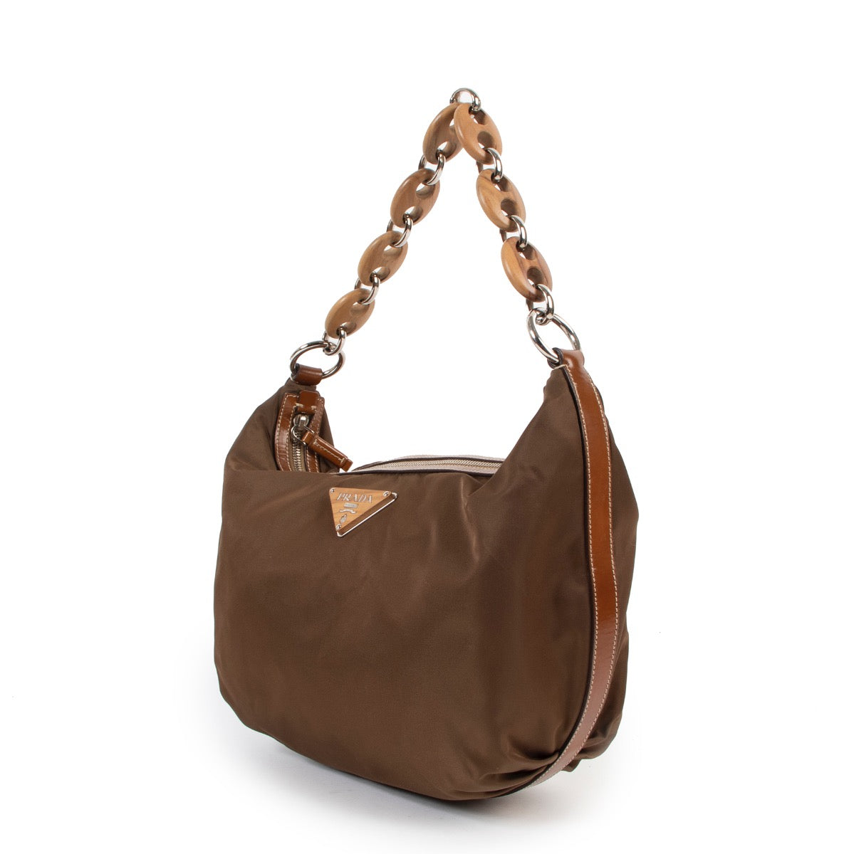 Shop safe online at Labellov in Antwerp this 100% authentic second hand Prada Brown Nylon Shoulder Bag