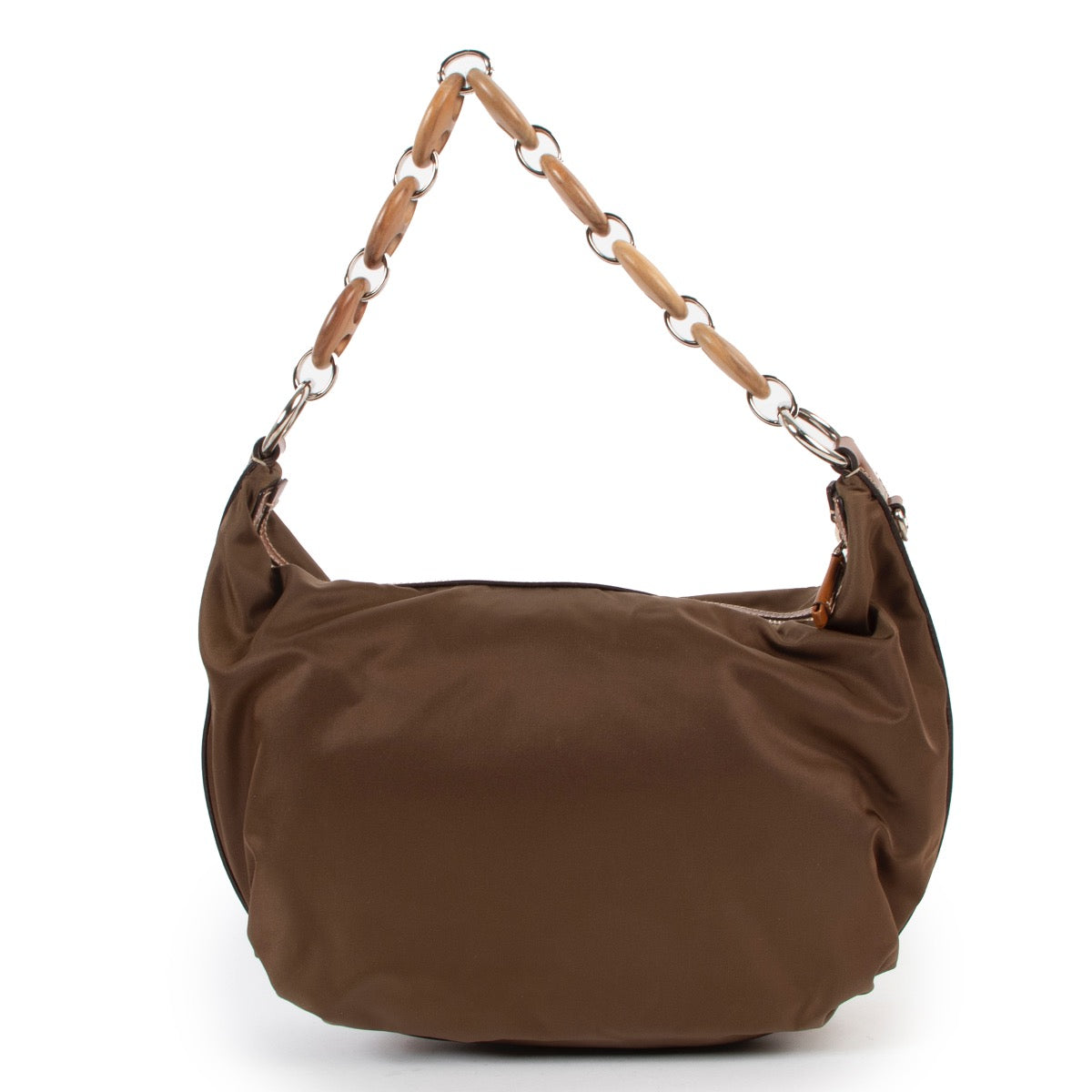 Shop safe online at Labellov in Antwerp this 100% authentic second hand Prada Brown Nylon Shoulder Bag