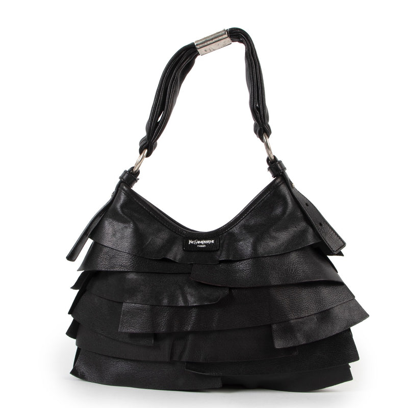 Shop safe online at Labellov in Antwerp this 100% authentic second hand Saint Laurent Black Mombasa Top Handle Bag