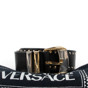 Shop authentic second hand designer luxury fashion Gianni Versace Vintage Medusa Stud Leather Belt - Size 80 at Labellov.