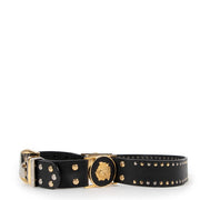 Shop authentic second hand designer luxury fashion Gianni Versace Vintage Medusa Stud Leather Belt - Size 80 at Labellov.