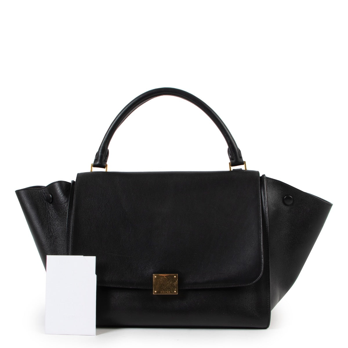 Céline Black Leather Trapeze Top Handle