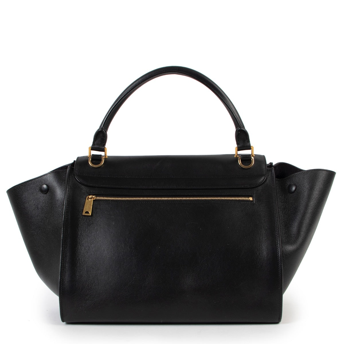 Sac trapèze Céline en cuir noir avec poignée supérieure