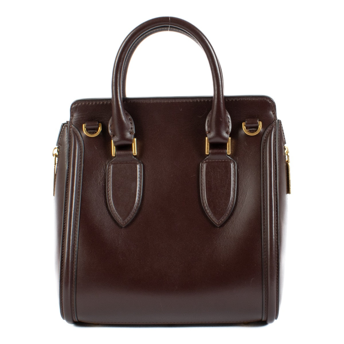 Shop safe online at Labellov in Antwerp, Brussels and Knokke this 100% authentic second hand Alexander McQueen Burgundy Small Heroine Top Handle