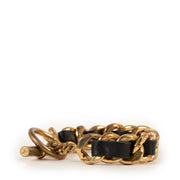 Shop authentic second hand luxury high end designer Chanel Vintage Black Leather Gold Chain Bracelet at Labellov