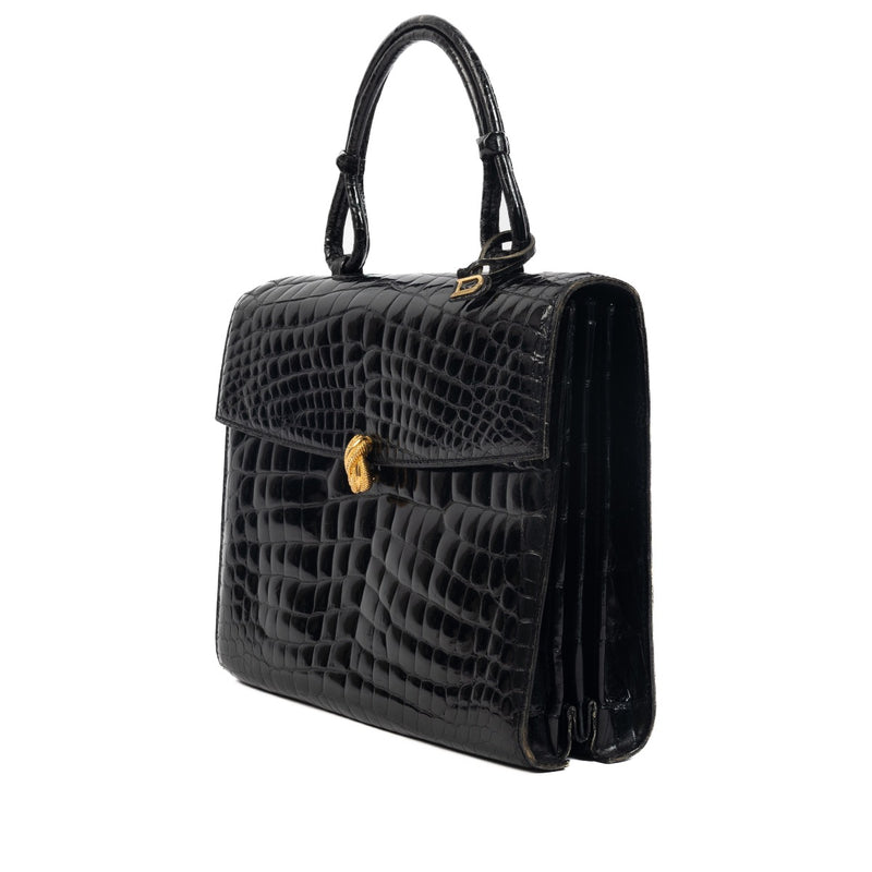 Shop 100% authentic second-hand Delvaux black Croco vintage top handle on Labellov.com