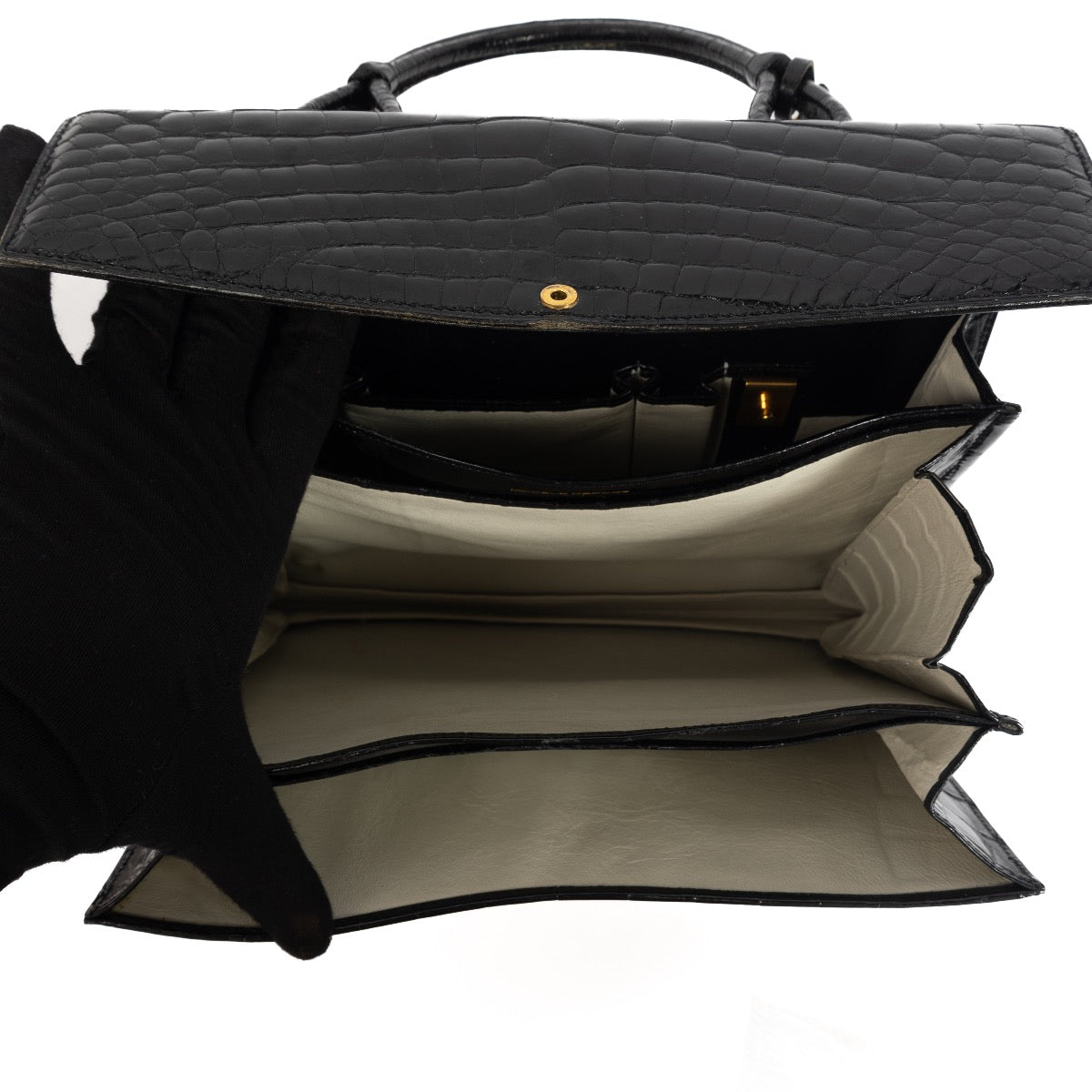 Shop 100% authentic second-hand Delvaux black Croco vintage top handle on Labellov.com