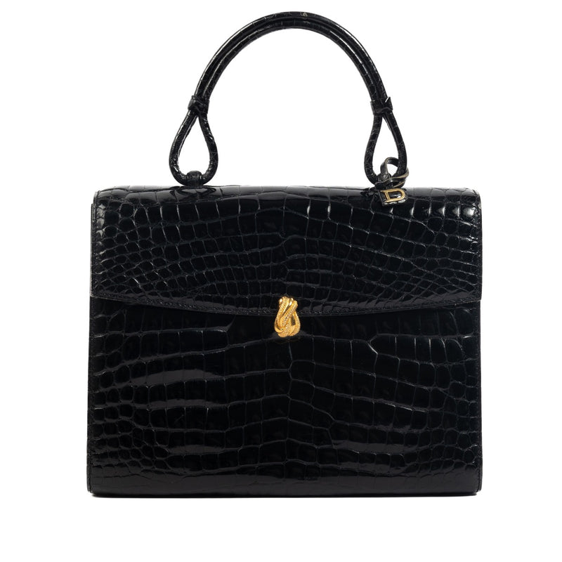 Shop 100% authentic second-hand Delvaux black Croco vintage top handle on Labellov.com