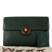 Delvaux Green Leather Clutch Bag