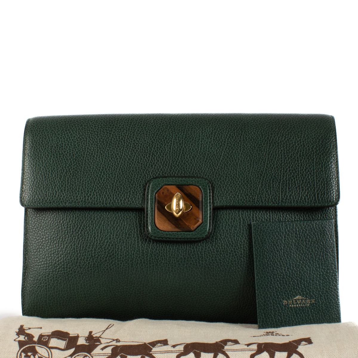 Delvaux Green Leather Clutch Bag