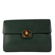 Delvaux Green Leather Clutch Bag