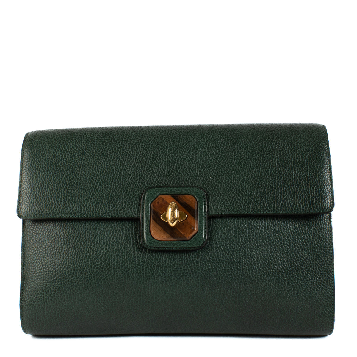 Delvaux Green Leather Clutch Bag