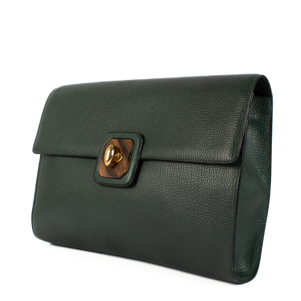 Pochette en cuir vert Delvaux
