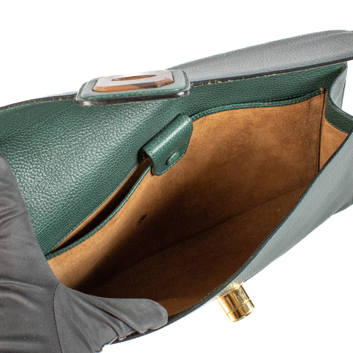 Pochette en cuir vert Delvaux