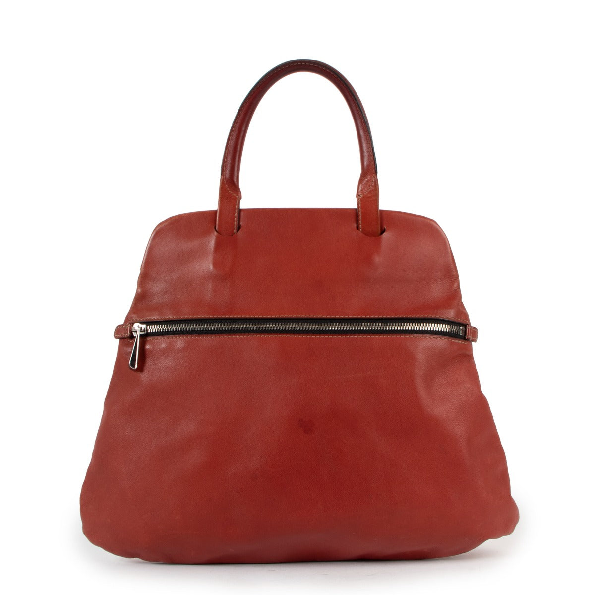 Deux de Delvaux Red Leather Tote Bag