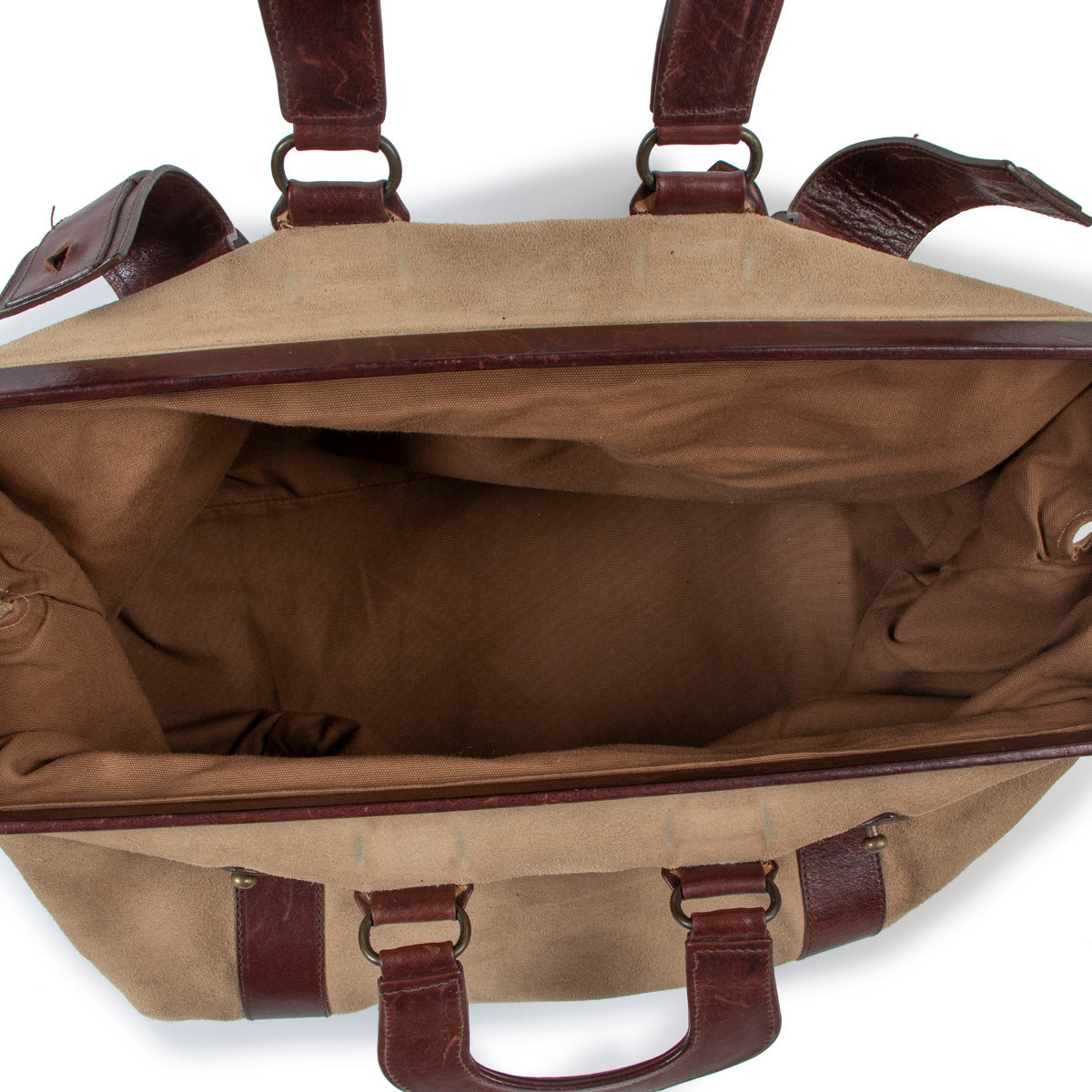Sac polochon Dries Van Noten en cuir suédé beige