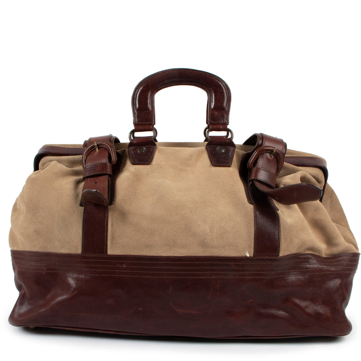 Dries Van Noten Beige Suede Leather Duffle Bag for the best price at Labellov secondhand luxury in Antwerp