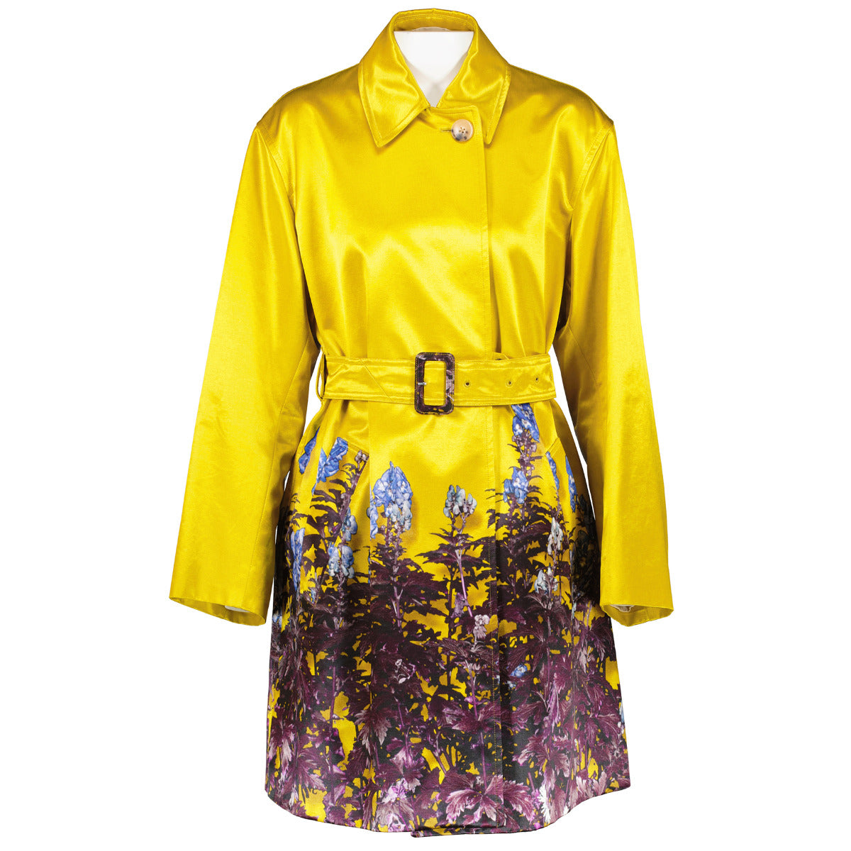 Dries Van Noten Yellow Printed Trench Coat - size 36 for the best price at Labellov secondhand luxury in Antwerp.