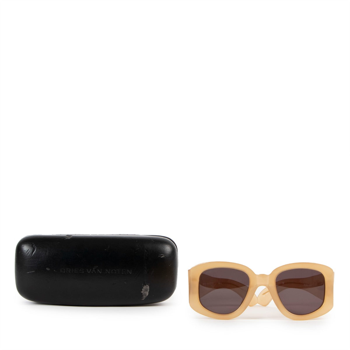 Second hand Dries Van Noten Linda Farrow DVN14 C6 Beige Sunglasses at Labellov