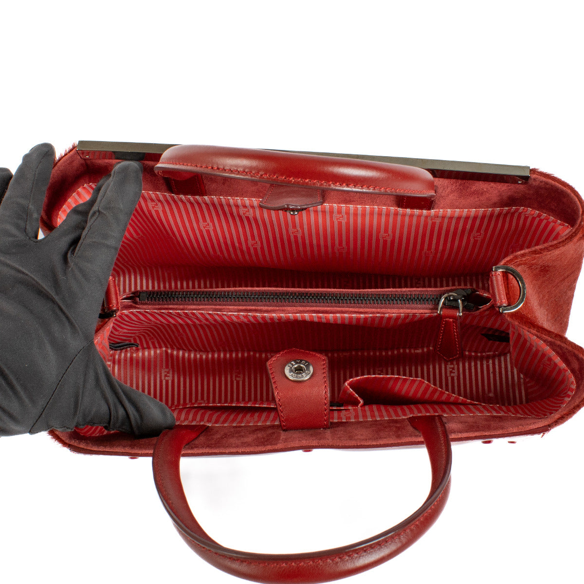 Fendi 2Jours Tas van Rood Ponyhaar