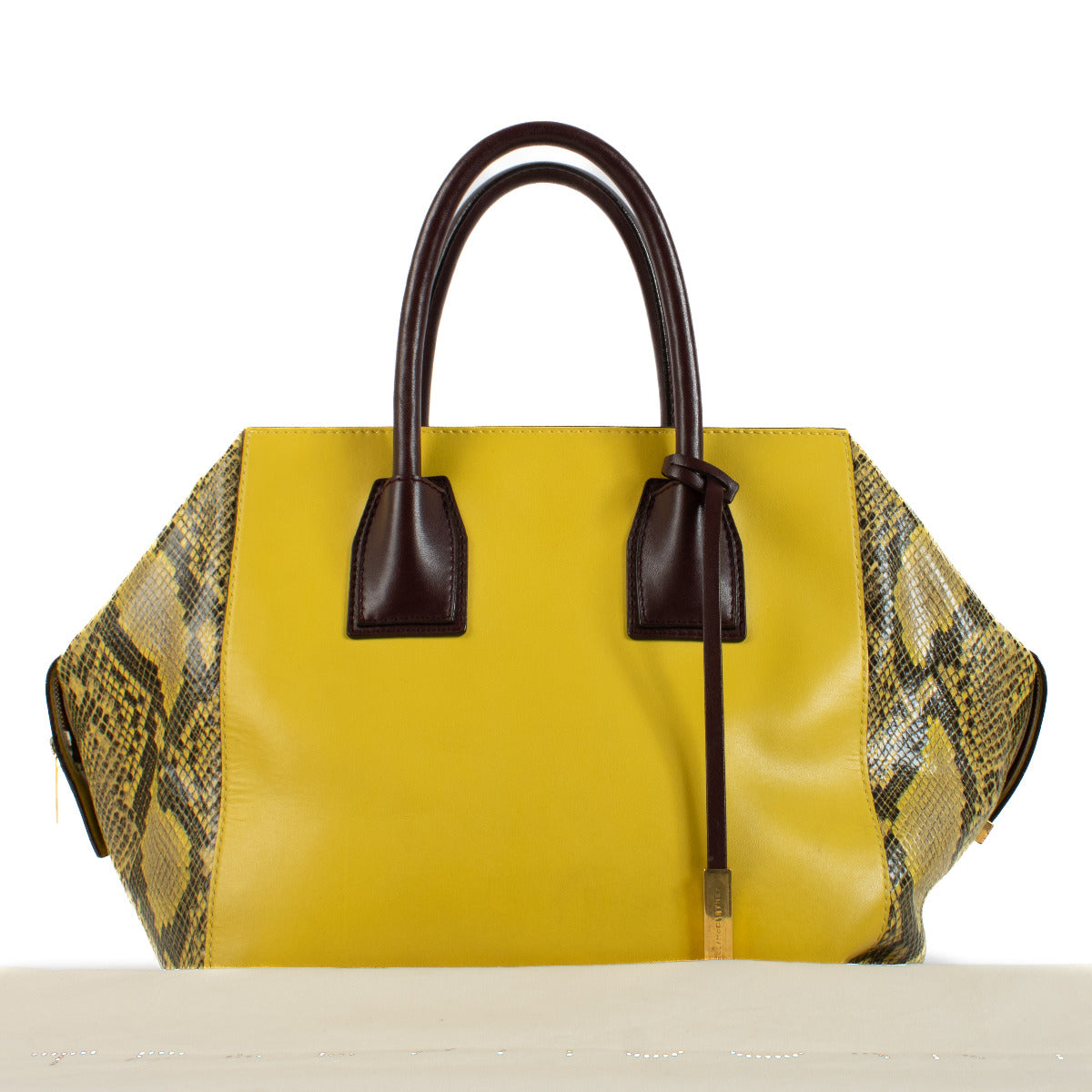 Stella McCartney Yellow Leather x Python Top Handle Bag
