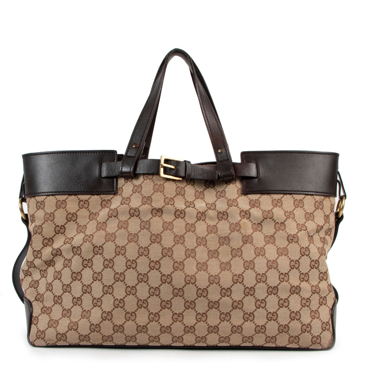 Gucci Brown GG Canvas Belted Tote Bag