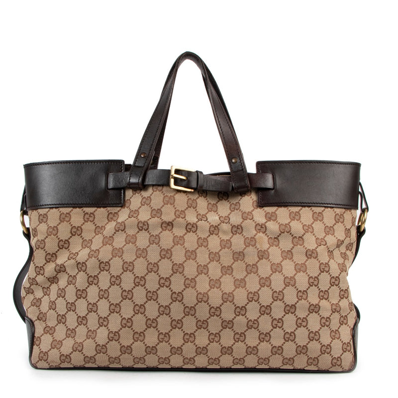 Gucci Brown GG Canvas Belted Tote Bag