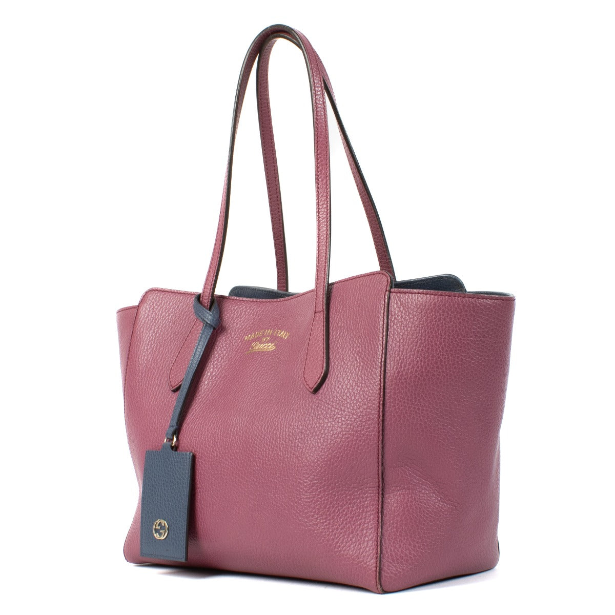 Shop 100% authentic Gucci Pink Blue Leather Swing Top Handle Bag at Labellov.com.
