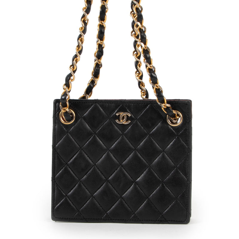 Buy an authentic second hand Chanel Black Diamond Quilted Squared Shoulder bag in good condition at Labellov.