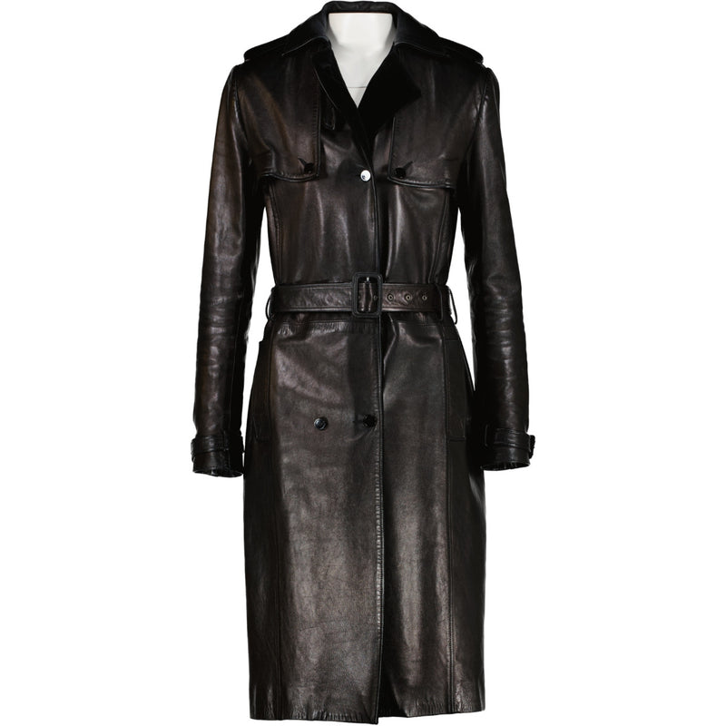 Givenchy Black Leather Trench Coat - size 38