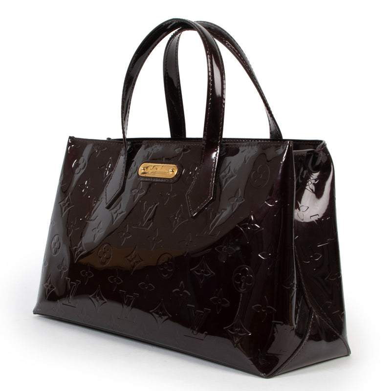 Shop authentic second hand designer luxury Louis Vuitton Amarante Monogram Vernis Wilshire PM Bag at Labellov.