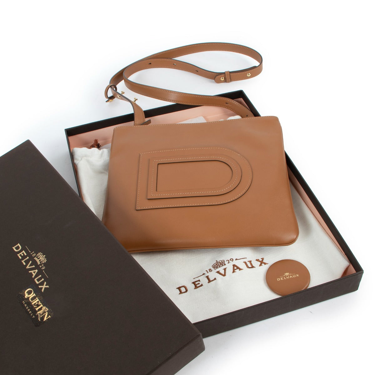 Delvaux Cognac Leather Crossbody Bag